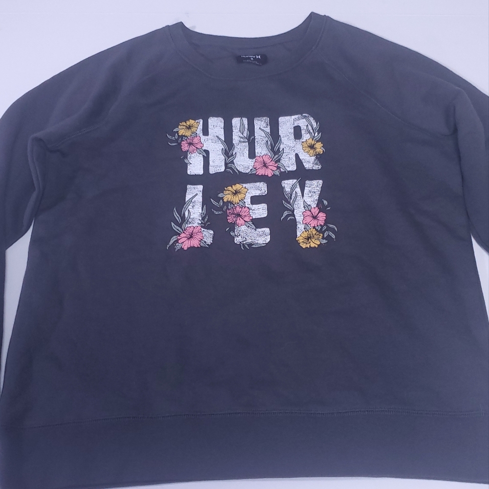 Hurley Gray Sweatshirt with Floral Logo